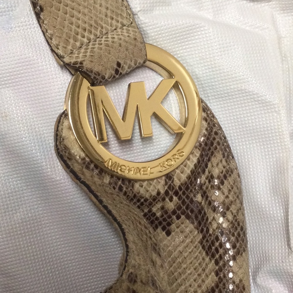 Michael Kors Python Snakeskin Print Embossed Shou… - image 3